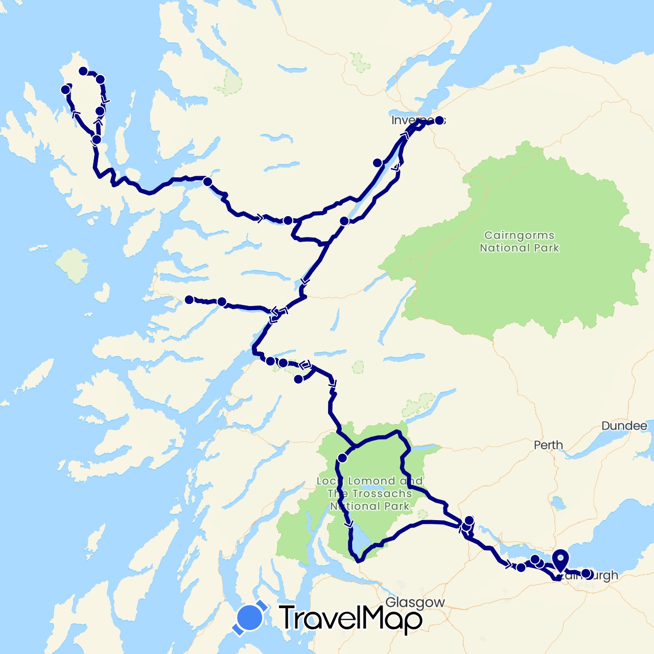 TravelMap itinerary: driving in United Kingdom (Europe)